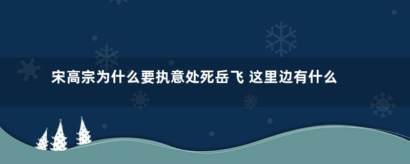 宋高宗为什么要执意处死岳飞 这里边有什么原因存在